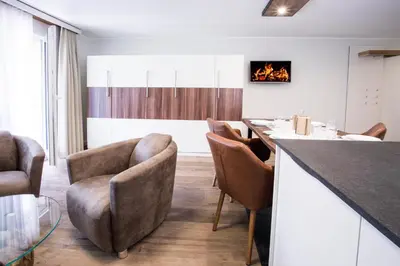 Ein Sitzbereich in der Unterkunft Haus Andorra mit Matterhornblick
