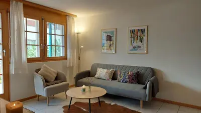 Ein Sitzbereich in der Unterkunft Ferienwohnung Aspa EG Ost