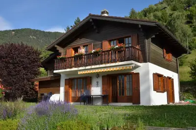 Ein allgemeiner Bergblick oder ein Berglick von des Chalets aus