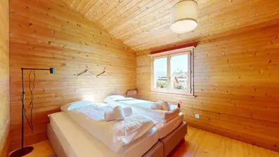 Ein Bett oder Betten in einem Zimmer der Unterkunft Mountain getaway in the heart of Nax