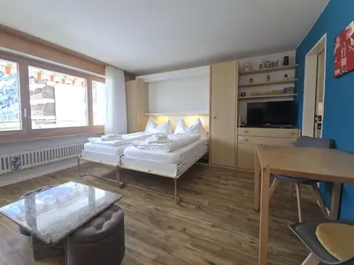 Ein Bett oder Betten in einem Zimmer der Unterkunft Panorama 20, Grosses Studio, Nahe Ski-Pisten, Parkplatz