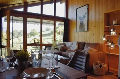 Ein Sitzbereich in der Unterkunft Nature's Getaway