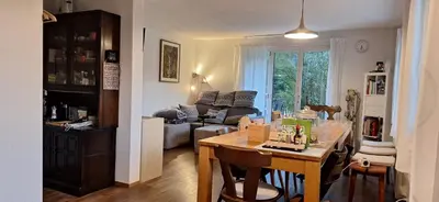 Ein Sitzbereich in der Unterkunft Chalet Casa Rosina