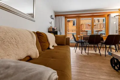Ein Sitzbereich in der Unterkunft Centre de Saas-Fee - 2 chambres - balcon & patio