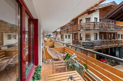 Ein Balkon oder eine Terrasse in der Unterkunft Centre de Saas-Fee - 2 chambres - balcon & patio