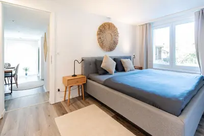 Ein Bett oder Betten in einem Zimmer der Unterkunft Cute & cozy oasis, private afternoon sun terrace