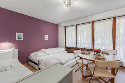 Ein Bett oder Betten in einem Zimmer der Unterkunft Studio chaleureux avec terrasse