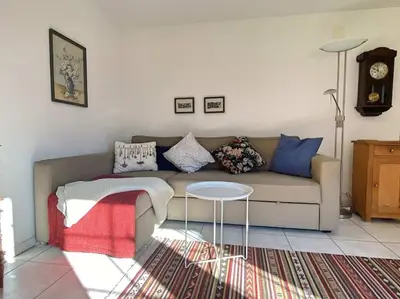 Ein Sitzbereich in der Unterkunft Charming apartment in Kandersteg