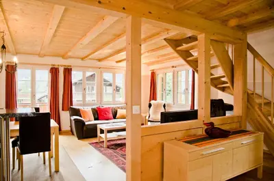 Ein Sitzbereich in der Unterkunft Delightful 4star Chalet Kiwi Apt