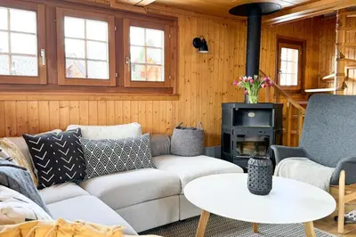 Ein Sitzbereich in der Unterkunft Chalet Domino