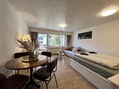 Ein Bett oder Betten in einem Zimmer der Unterkunft Saas-Fee Panorama Studio