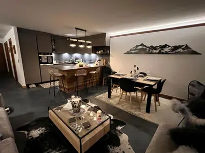 Küche/Küchenzeile in der Unterkunft Résidence Robin des Bois, Crans-Montana, luxueux appartement avec vue imprenable