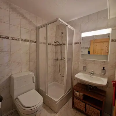 Ein Badezimmer in der Unterkunft An der Langlaufloipe - Studio Arnica