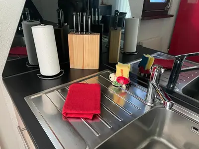 Küche/Küchenzeile in der Unterkunft 3 Minuten vom Bahnhof-Apartment