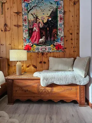 Ein Sitzbereich in der Unterkunft Chalet Alpin vue Dent Blanche