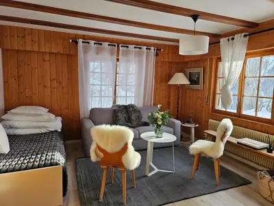 Ein Sitzbereich in der Unterkunft Chalet Alpin vue Dent Blanche