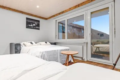 Ein Bett oder Betten in einem Zimmer der Unterkunft Elegant studio au coeur des Alpes