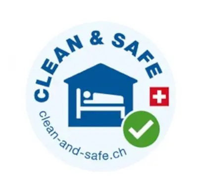 Ein Zertifikat, Auszeichnung, Logo oder anderes Dokument, das in der Unterkunft SwissHut Modern 5min Interlaken West Station - Apart. Rugen 1 ausgestellt ist