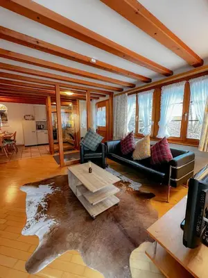 Ein Sitzbereich in der Unterkunft Apartment Aphrodite Ost with magnificent Eiger view