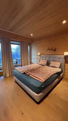 Ein Bett oder Betten in einem Zimmer der Unterkunft Ski-in and out in Thyon 2000
