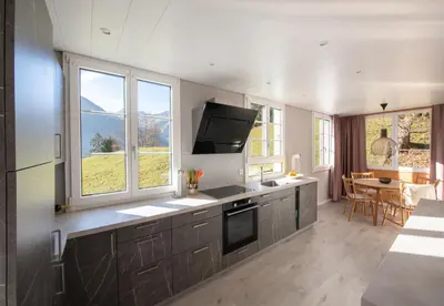 Küche/Küchenzeile in der Unterkunft Chalet Hunnenfluh Garden Apartment