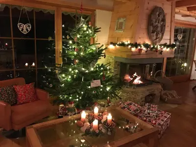 Ein Sitzbereich in der Unterkunft Beautiful chalet with exceptional view