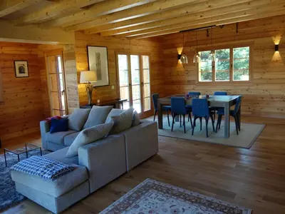 Ein Sitzbereich in der Unterkunft Chalet in Les Masses with ski storage