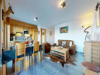 Ein Sitzbereich in der Unterkunft Apartment in Veysonnaz with Ski-In Ski-Out