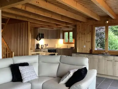 Ein Sitzbereich in der Unterkunft Sunny chalet in Veysonnaz with garden