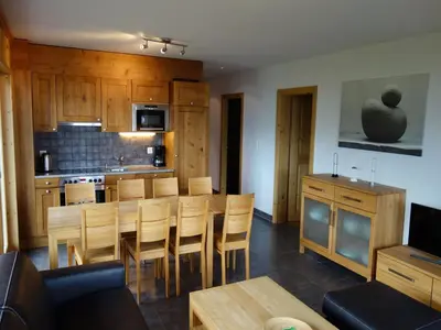 Küche/Küchenzeile in der Unterkunft Apartment near Veysonnaz ski slope