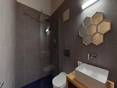 Ein Badezimmer in der Unterkunft Apartment on ski slopes of Prarion