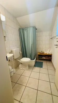 Ein Badezimmer in der Unterkunft Unverbaute See- und Bergsicht Wohnung 2 Balkone