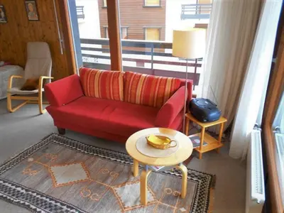 Ein Sitzbereich in der Unterkunft Vacation apartment in Veysonnaz