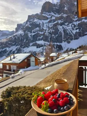 Ein allgemeiner Bergblick oder ein Berglick von der Ferienwohnung aus