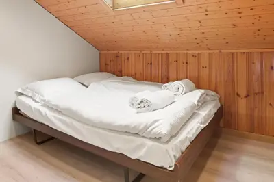Ein Bett oder Betten in einem Zimmer der Unterkunft Bel appartement alpin à 5 min de Saas-Fee