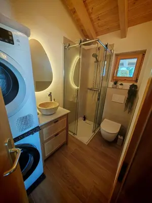 Ein Badezimmer in der Unterkunft Chalet cosy avec vue incroyable