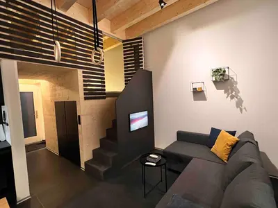 Ein Sitzbereich in der Unterkunft studio suite im Fresh Cube