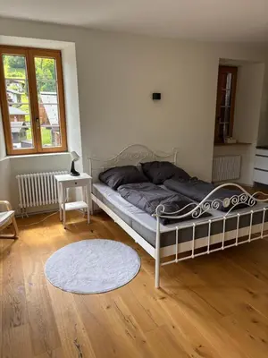 Ein Bett oder Betten in einem Zimmer der Unterkunft Hotel des Alpes