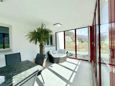 Ein Sitzbereich in der Unterkunft Fewo 'Alpegärtli' BeO Apartments