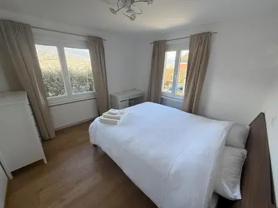 Ein Bett oder Betten in einem Zimmer der Unterkunft Appartement entier avec terrasse et jardin