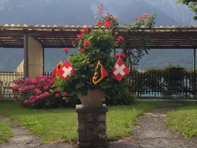 Ein Garten an der Unterkunft Alpina Boutique Hotel Interlaken - Ringgenberg - Adults only !