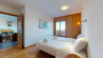 Ein Bett oder Betten in einem Zimmer der Unterkunft Hauts de Veysonnaz HV1 011 - SAUNA apartment 4 per
