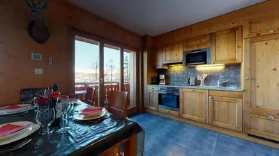 Küche/Küchenzeile in der Unterkunft Hauts de Veysonnaz HV1 011 - SAUNA apartment 4 per