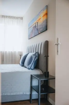 Ein Bett oder Betten in einem Zimmer der Unterkunft Central Penthouse No5 - sky view