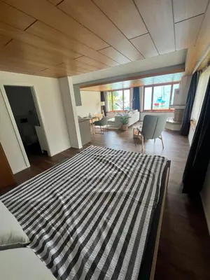 Ein Bett oder Betten in einem Zimmer der Unterkunft Apartment 18 am Brienzersee
