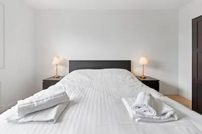 Ein Bett oder Betten in einem Zimmer der Unterkunft Bel appartement rénové avec vue, à Savièse