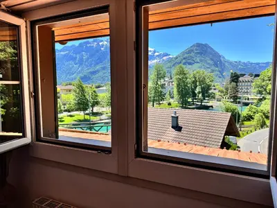 Ein allgemeiner Bergblick oder ein Berglick von der Ferienwohnung aus