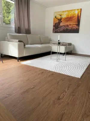Ein Sitzbereich in der Unterkunft Abendrot- grosse moderne und stilvolle Ferienwohnung im Bergdorf Sörenberg