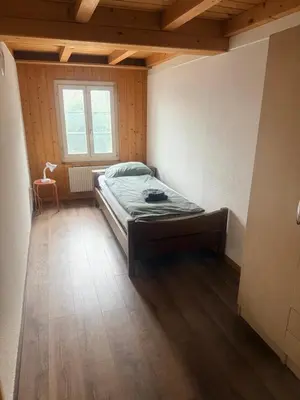 Ein Bett oder Betten in einem Zimmer der Unterkunft Appartment Happy Life - Wimmis - near Spiez-Thun- Interlaken