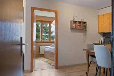 Ein Bett oder Betten in einem Zimmer der Unterkunft Thyon-les-Collons, 4 pers - Balcon avec vue